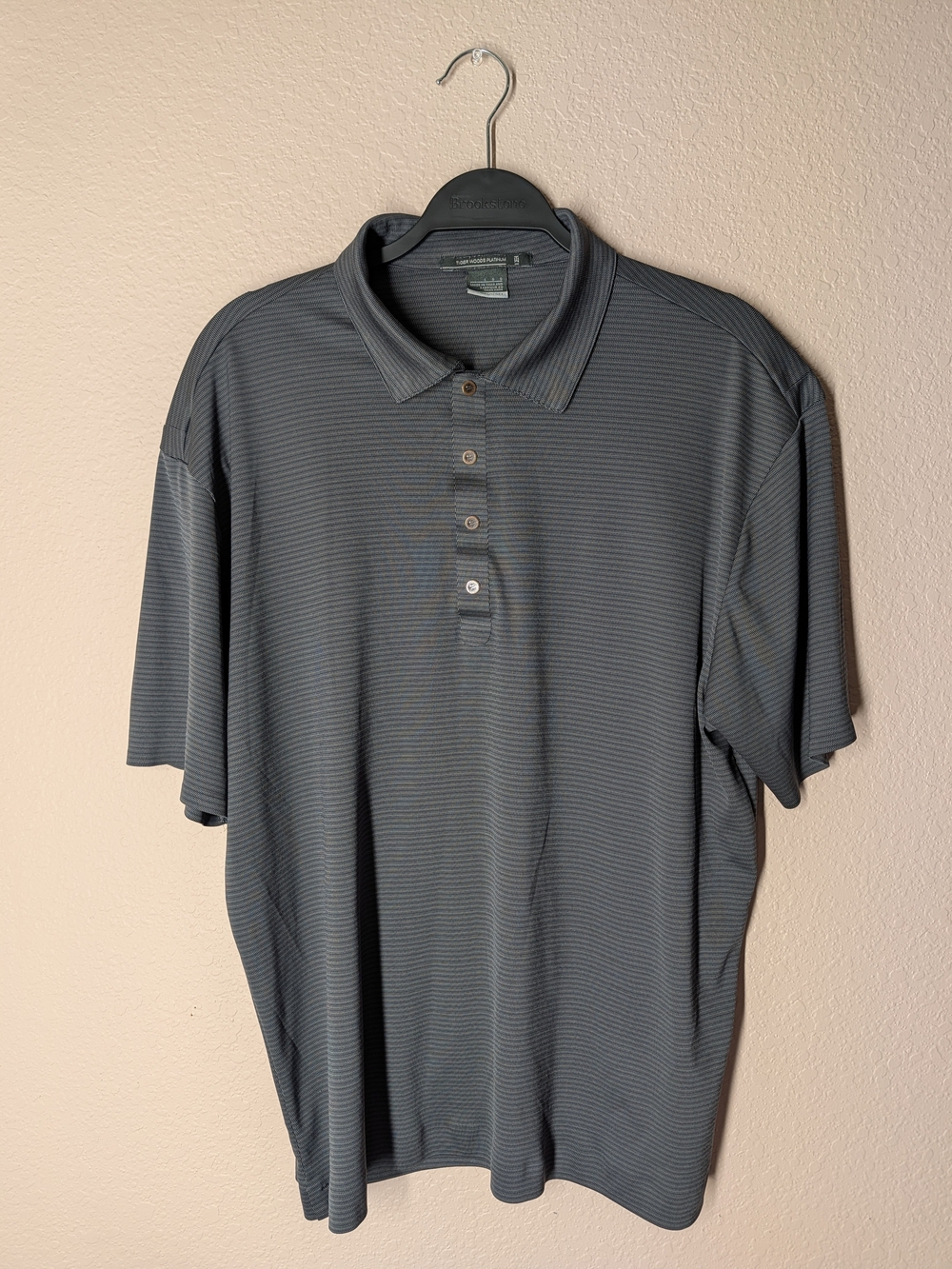 Nike Golf Tiger Woods Platinum Dri-FIT Micro-Stripe Polo Shirt - Grey/Charcoal